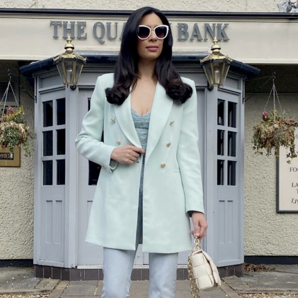 Zara Green Blazer Lightweight Oversized Fit